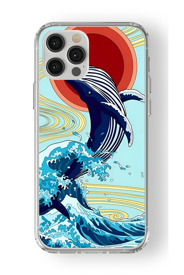 حافظة شفافة مطبوعة بتصميم الحوت متوافقة مع هاتف iPhone 12 Pro Max