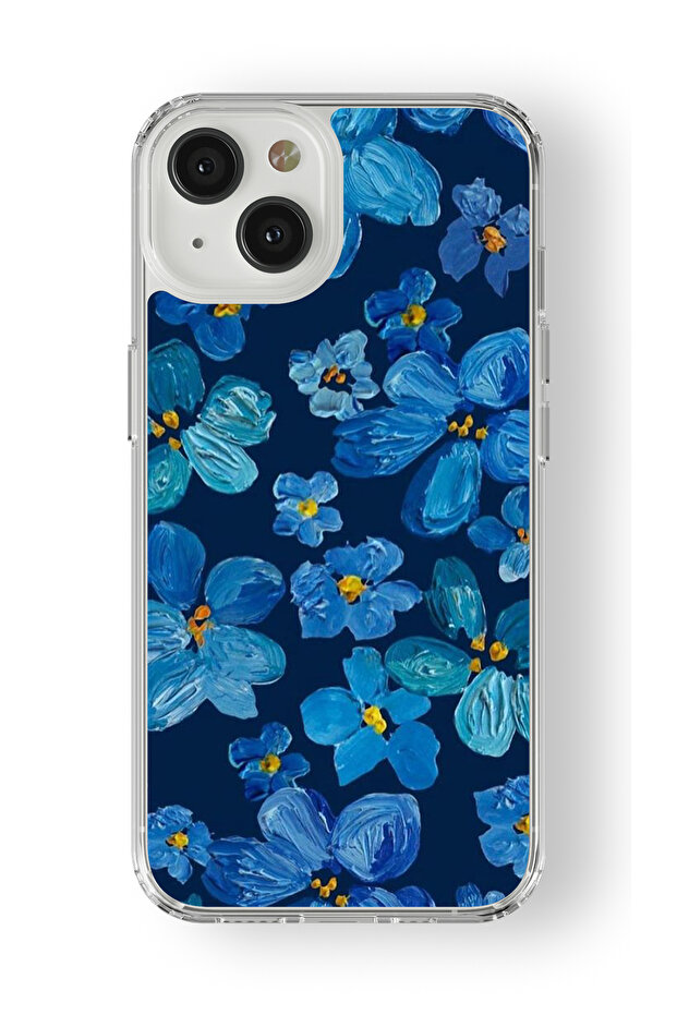 حافظة شفافة مطبوعة بتصميم زهرة زرقاء متوافقة مع هاتف iPhone 13 - 1