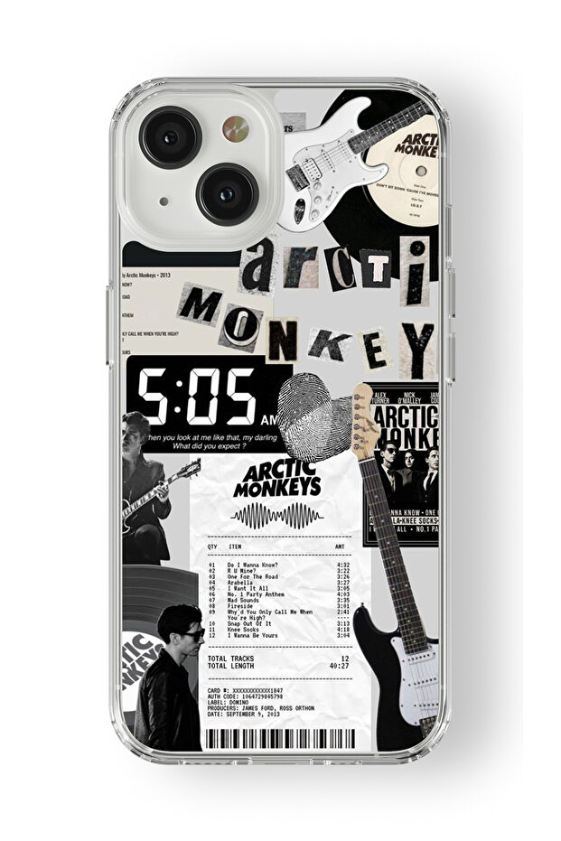 iPhone 14 Plus Compatible Arctic Monkey Design Printed Transparent Case - 1