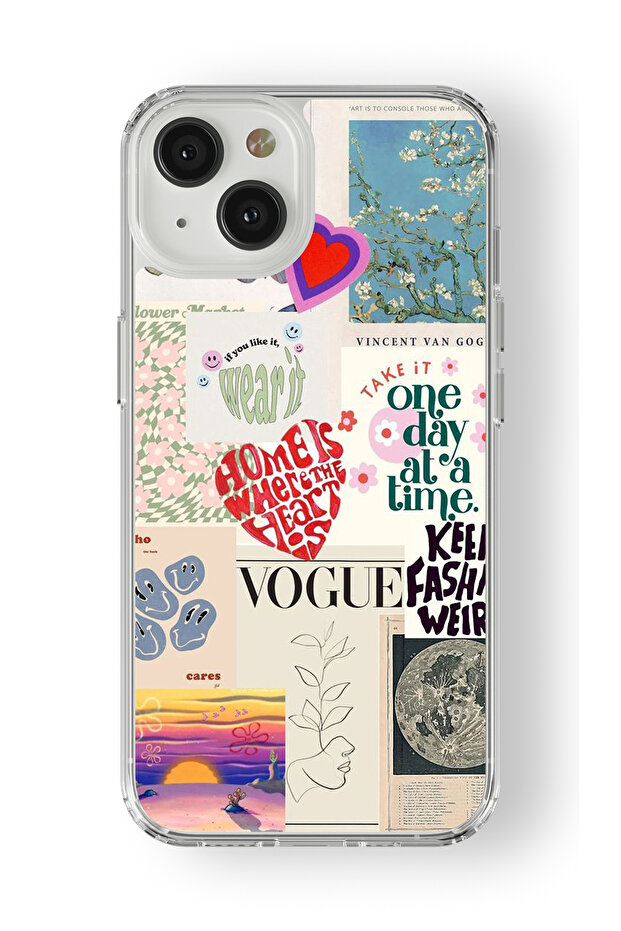 حافظة شفافة مطبوعة بتصميم Vogue Collage متوافقة مع هاتف Iphone 14 - 1