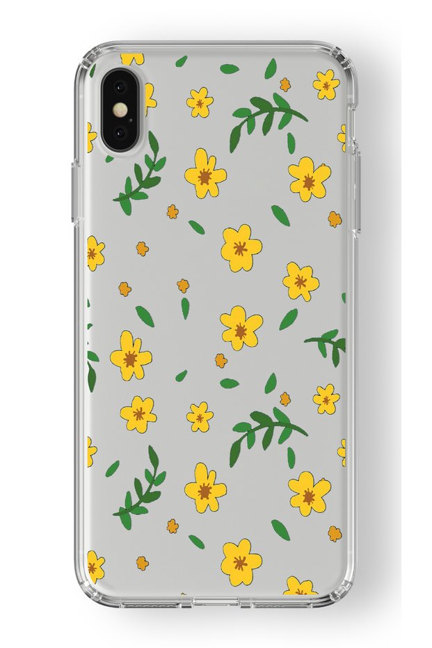 حافظة شفافة مطبوعة بتصميم زهور متوافقة مع هاتف Iphone X وXs