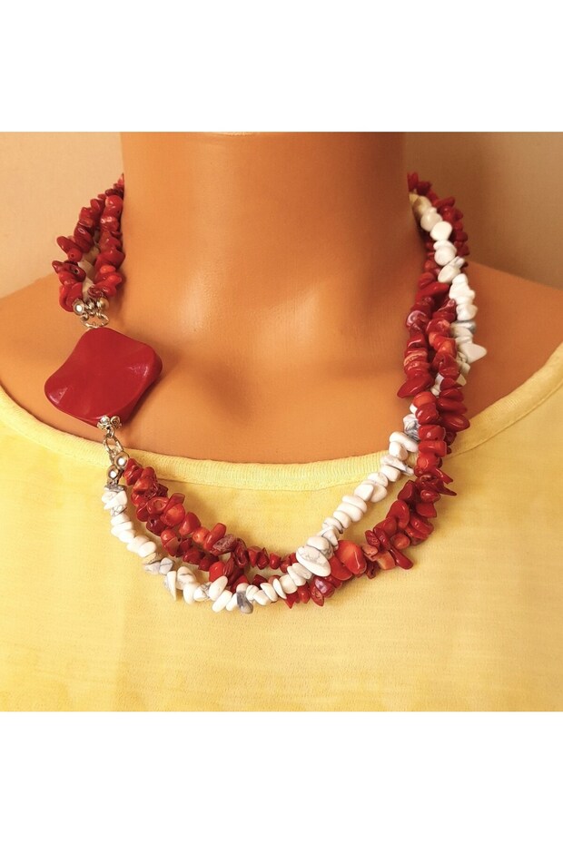 Coral Howlite Necklace