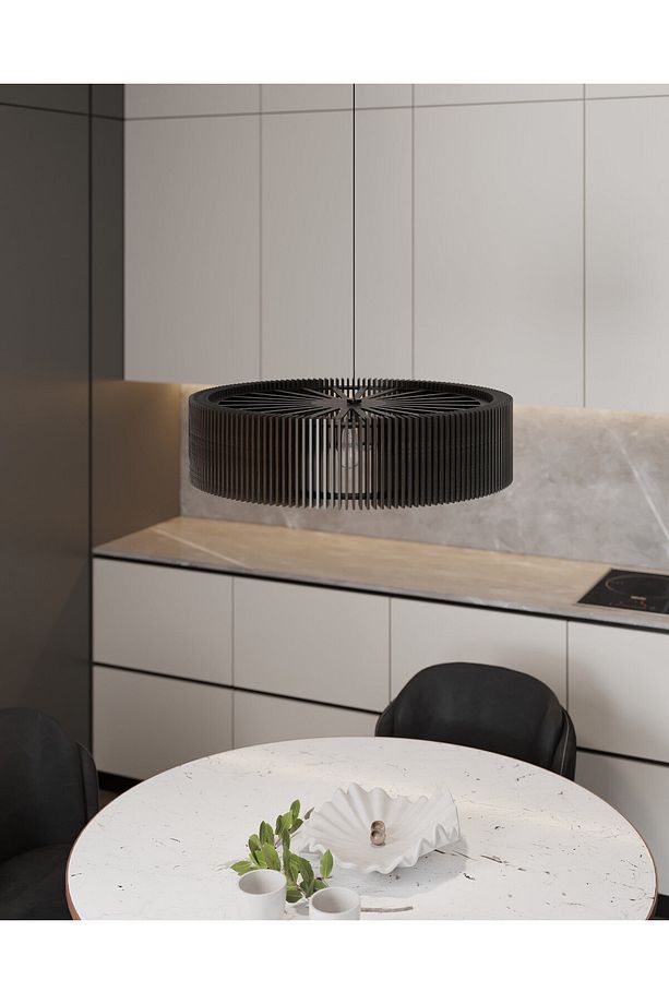 Modern Avize Gölge Aydınlatmalı Ahşap Avize Sarkıt Salon Avize - 1