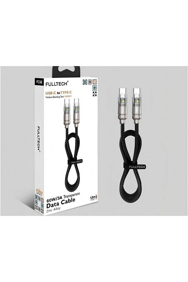 FC32 Type-C to Type-C 60W/3A TRANSPARENT 1.2M KABLO - 1