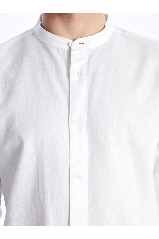 LCW Casual Regular Fit Uzun Kollu Keten Karışımlı Erkek Gömlek - 3