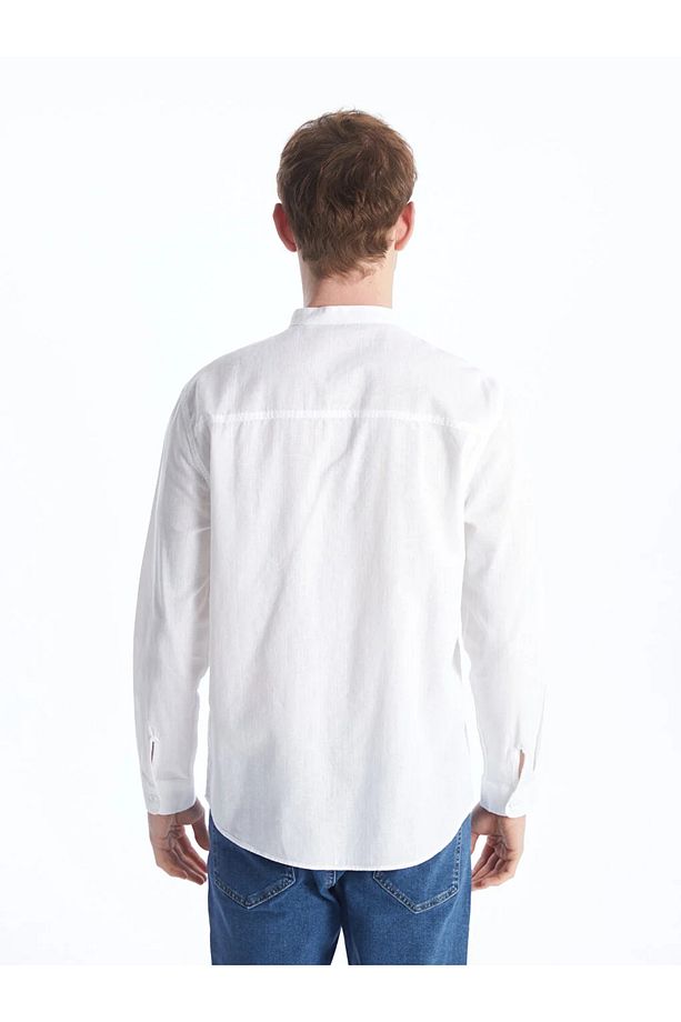 LCW Casual Regular Fit Uzun Kollu Keten Karışımlı Erkek Gömlek - 4