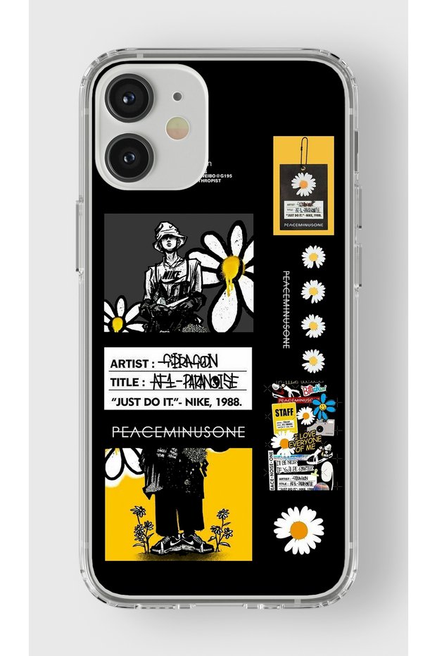 حافظة شفافة مطبوعة بتصميم Peaceminusone متوافقة مع هاتف Iphone 12 Mini