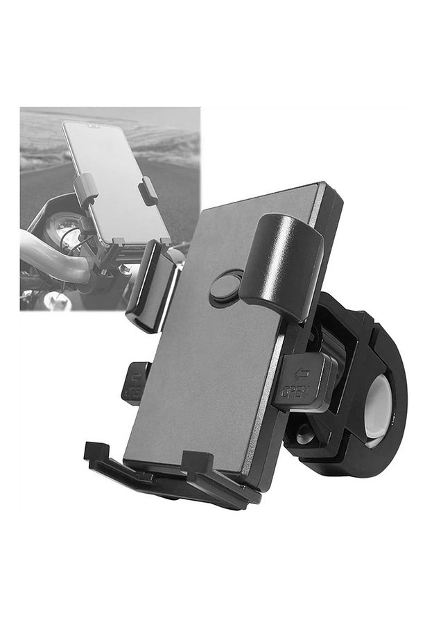 Gidon Bağlantılı Otomatik Kilitli Motosiklet Bisiklet Telefon Tutucu 5-8 inç arası telefon uyumlu - 4