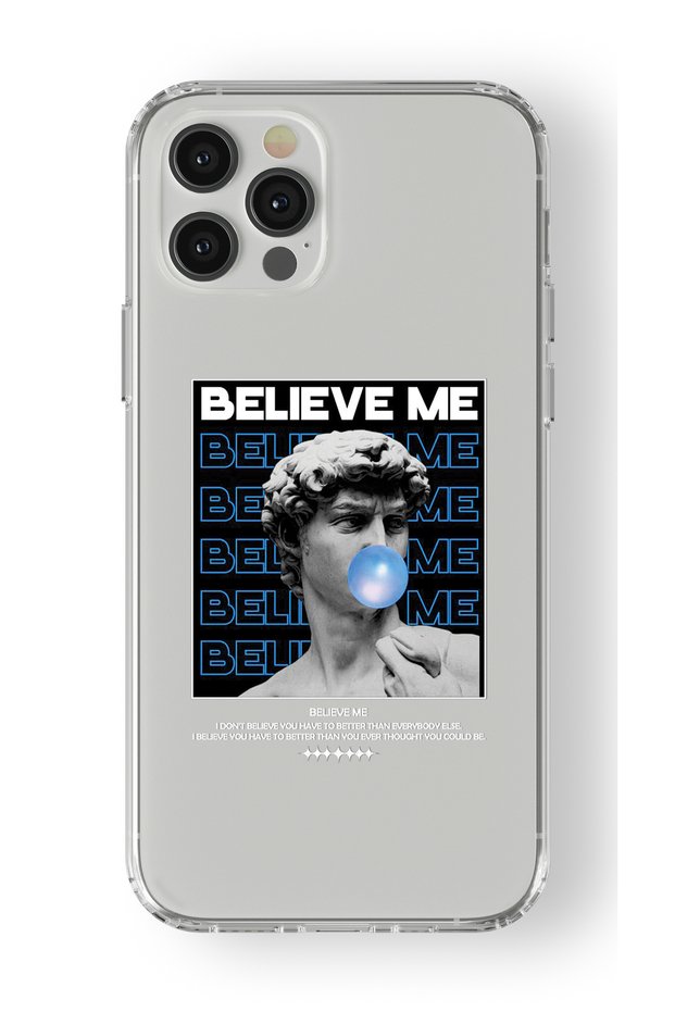 iPhone 12 Pro Max Compatible Believe Me Design Printed Transparent Case