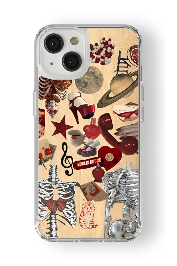 حافظة شفافة مطبوعة بتصميم هيكل عظمي متوافق مع هاتف iPhone 13 Mini
