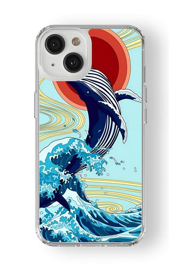 حافظة شفافة مطبوعة بتصميم الحوت متوافقة مع هاتف iPhone 14 Plus