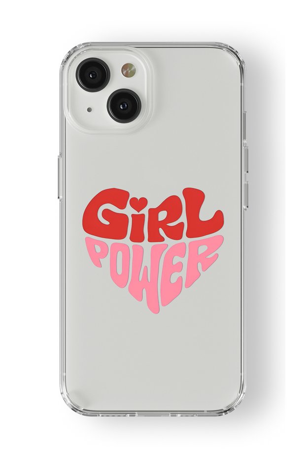 حافظة شفافة مطبوعة بتصميم Girl Power متوافقة مع هاتف iPhone 15 Plus