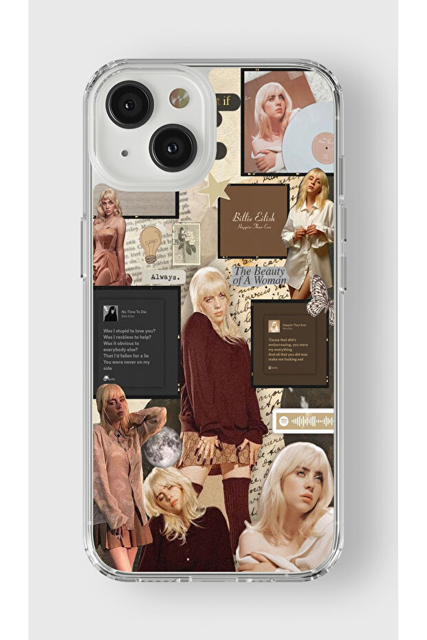 حافظة شفافة مطبوعة بتصميم بيلي إيليش كولاج متوافقة مع هاتف آيفون 13 - 1