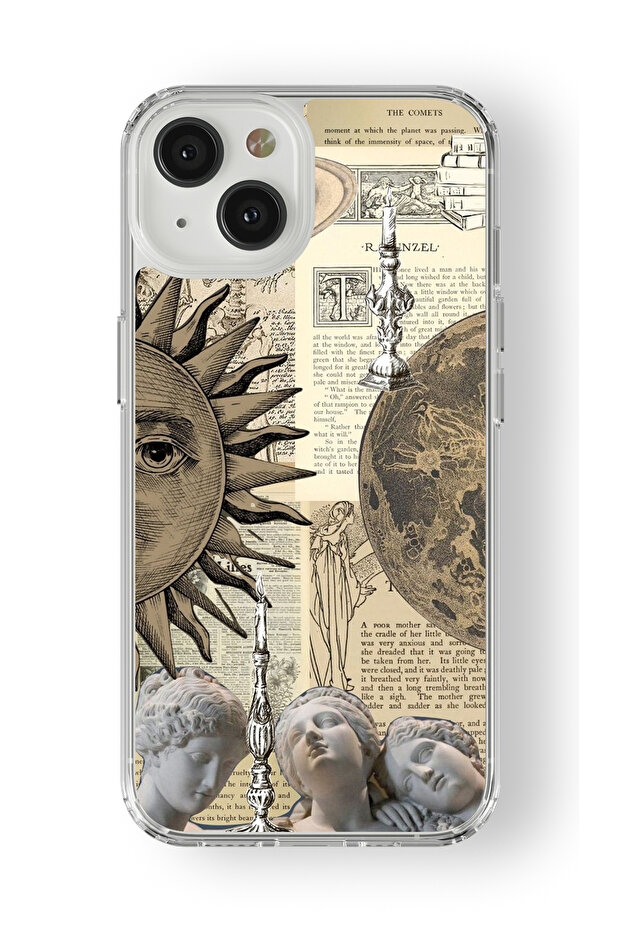 حافظة شفافة مطبوعة بتصميم شمس عتيق متوافقة مع هاتف آيفون 14 - 1