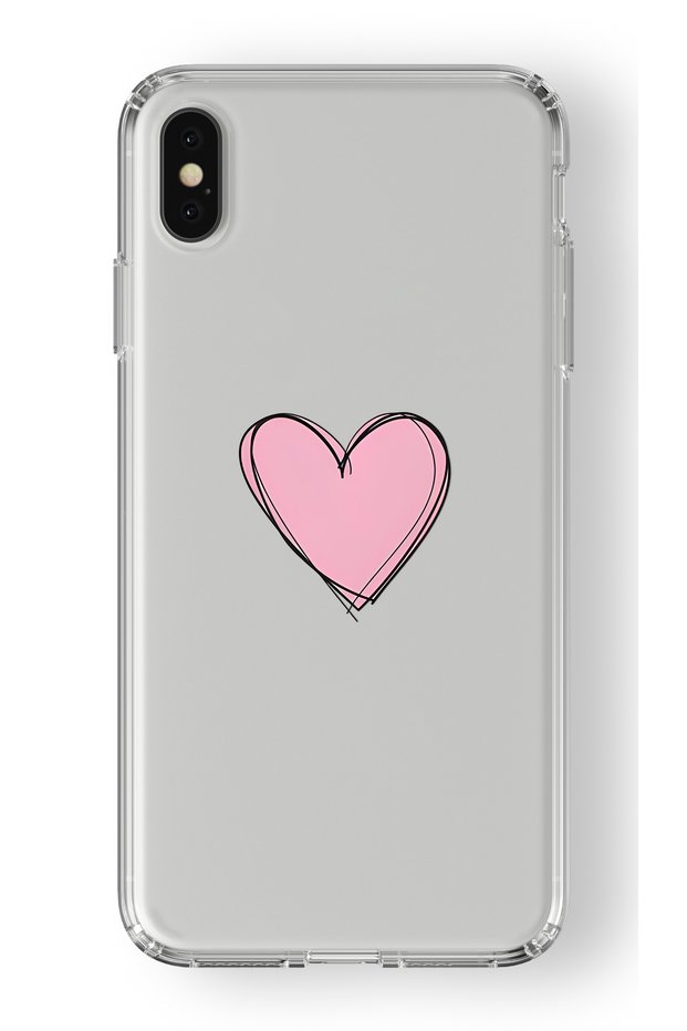 حافظة شفافة مطبوعة بتصميم قلب وردي متوافقة مع هاتف Iphone X وXs