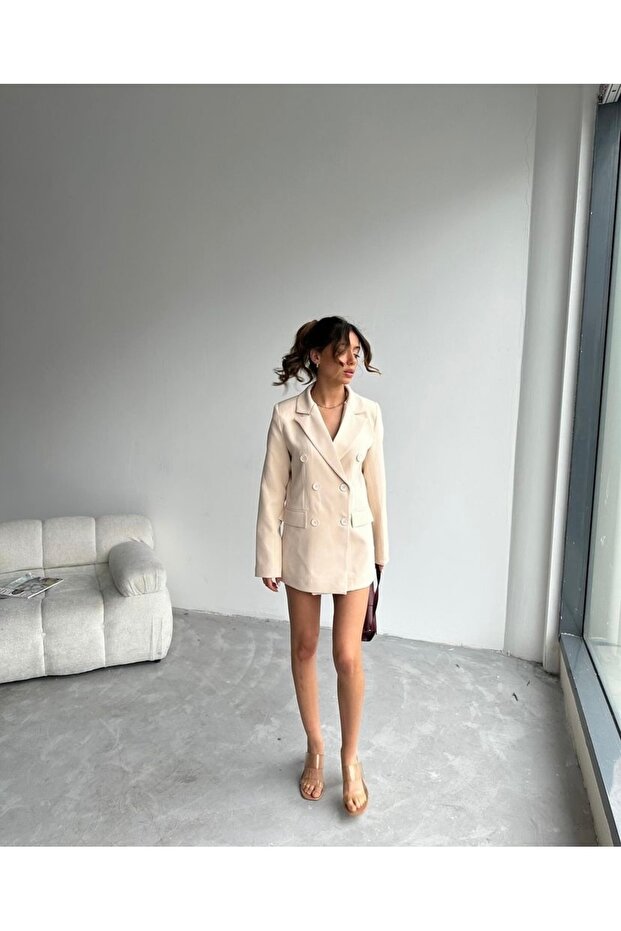 Buttoned Oversize Blazer Jacket - 1