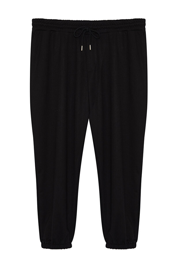 Büyük Beden Siyah Oversize/Geniş Kesim Eşofman Altı TMNSS24AJ00001 - 4