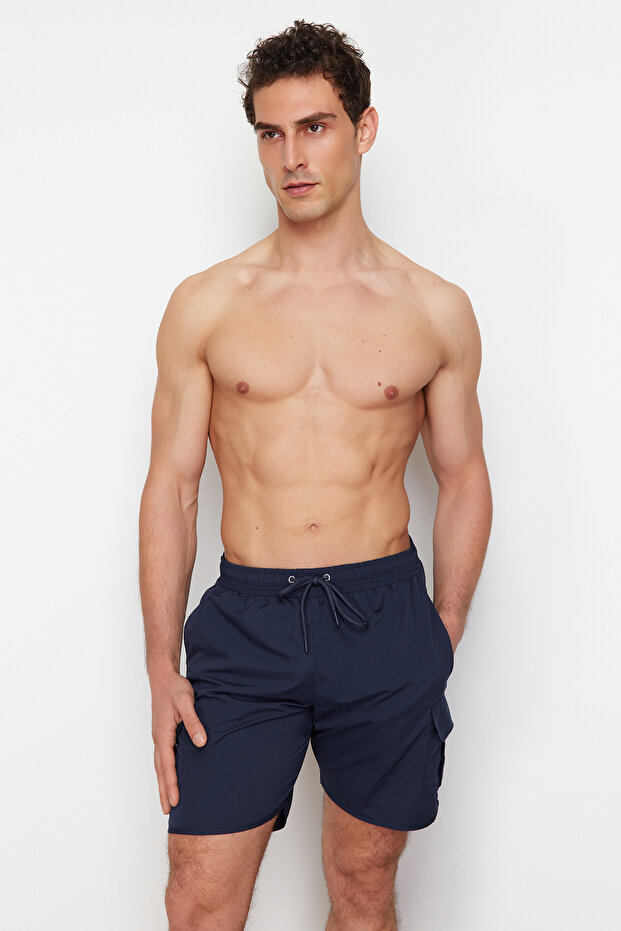 Lacivert Kargo Cepli Standart Boy Mayo Deniz Şortu TMNSS22DS0028 - 3