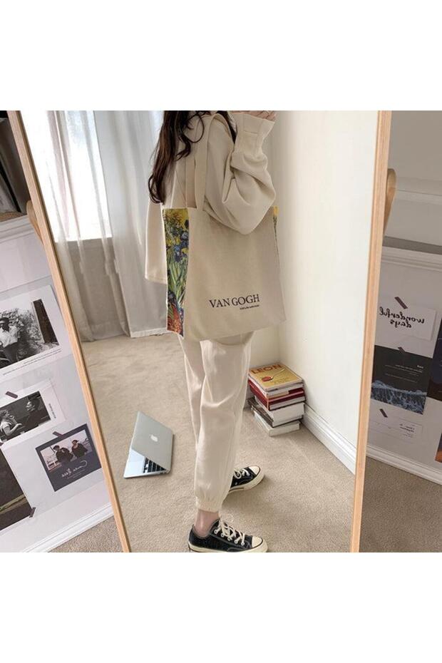 Basic Van Gogh Tote Bag Kanvas Çanta - 5