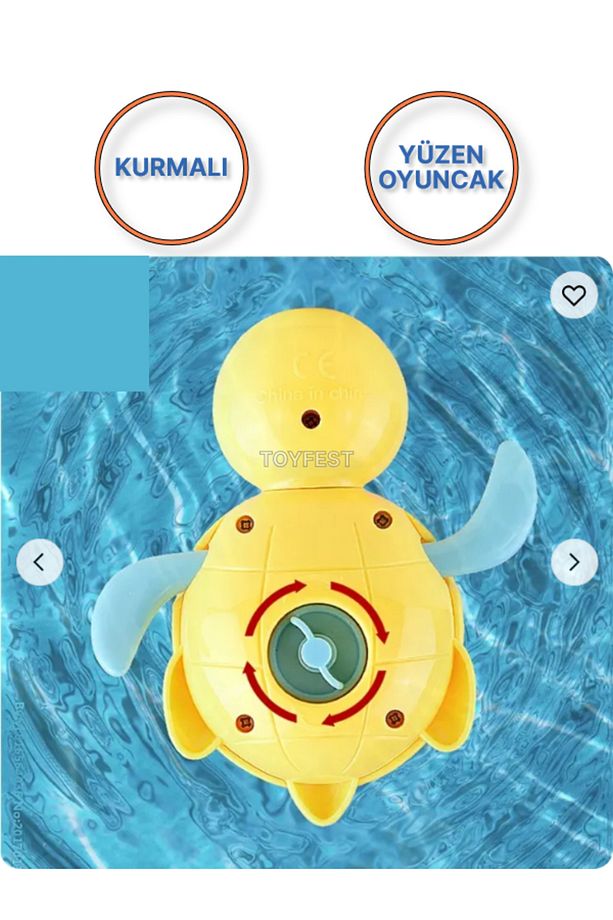 Sarı Kurmalı Kendiliğinden Banyo Küvet Havuz Deniz De Yüzen Su Kaplumbağası Oyuncak ( 1 Adet ) 1+ Y - 3