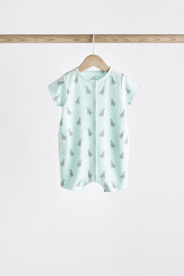 % 100 Pamuklu Mavi Sarı Parlak Baskı 4’lü Romper Set - 6