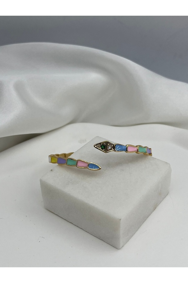 Adjustable Model Zircon Stone Gold Colored Enamel Snake Bracelet