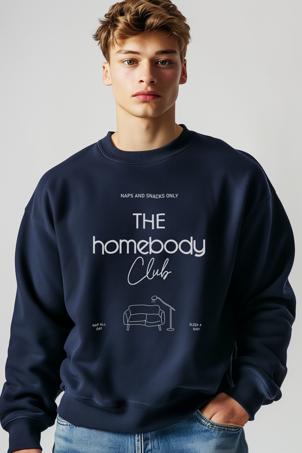 سويت شيرت رجالي كبير الحجم من Homebody - أزرق داكن