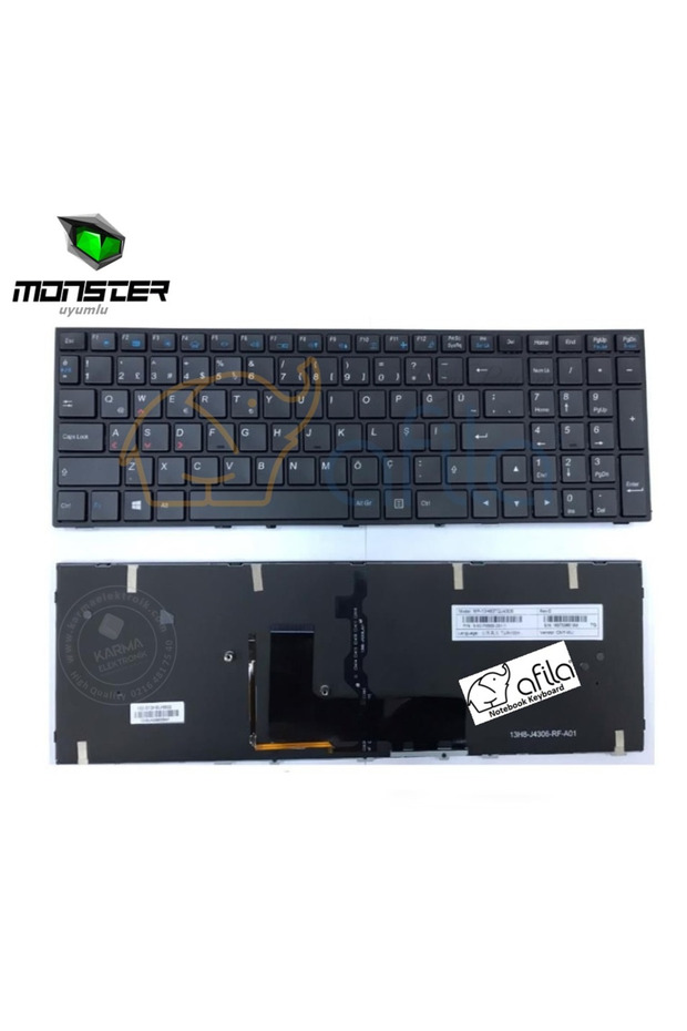 Clevo MP-13H86SUJ4306 Notebook Klavyesi - (Siyah TR) ışıklı - 1