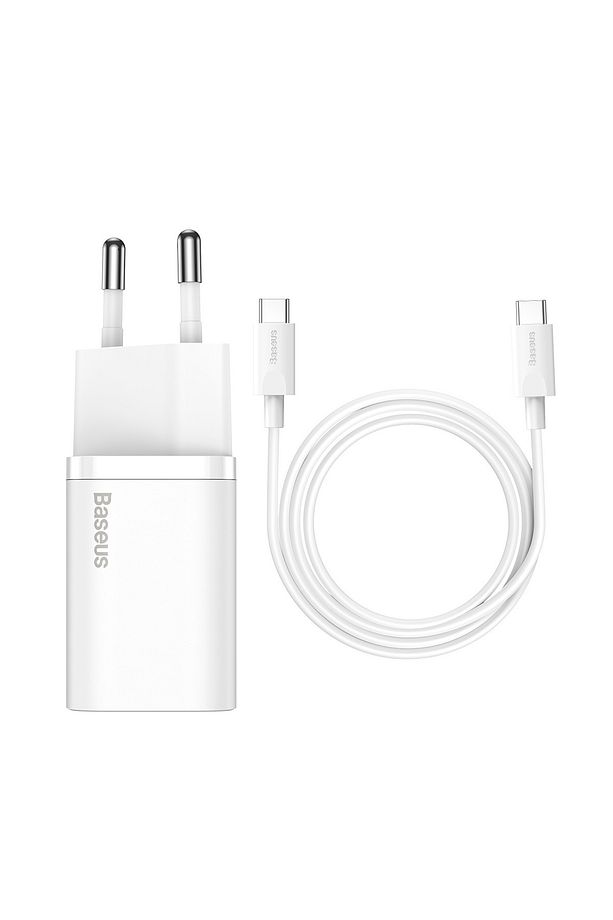Super Si 1c 25w Hızlı Şarj Adaptörü 3a Type-c To Type-c 1m Şarj Kablosu Beyaz - 1