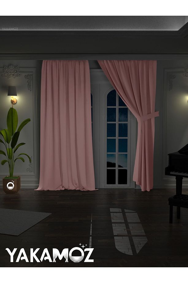 YÜKSEK KALİTE BEBEK PEMBE KARARTMA BLACKOUT FON PERDE EKSTRAFOR BÜZGÜLÜ TEK KANAT DARK TOUCH SERİSİ - 2
