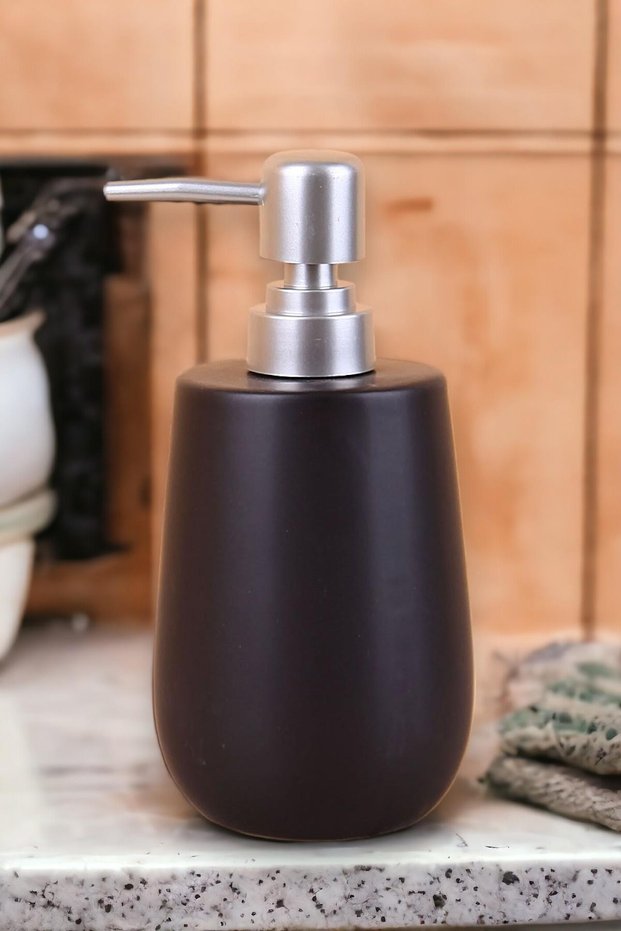 Stoneware Liquid Soap Dispenser Black 400ml G3136