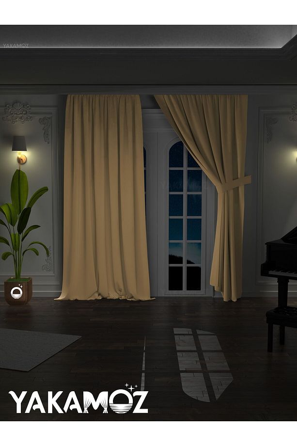 YÜKSEK KALİTE AÇIK KAHVE KARARTMA BLACKOUT FON PERDE EKSTRAFOR BÜZGÜLÜ TEK KANAT DARK TOUCH SERİSİ - 2