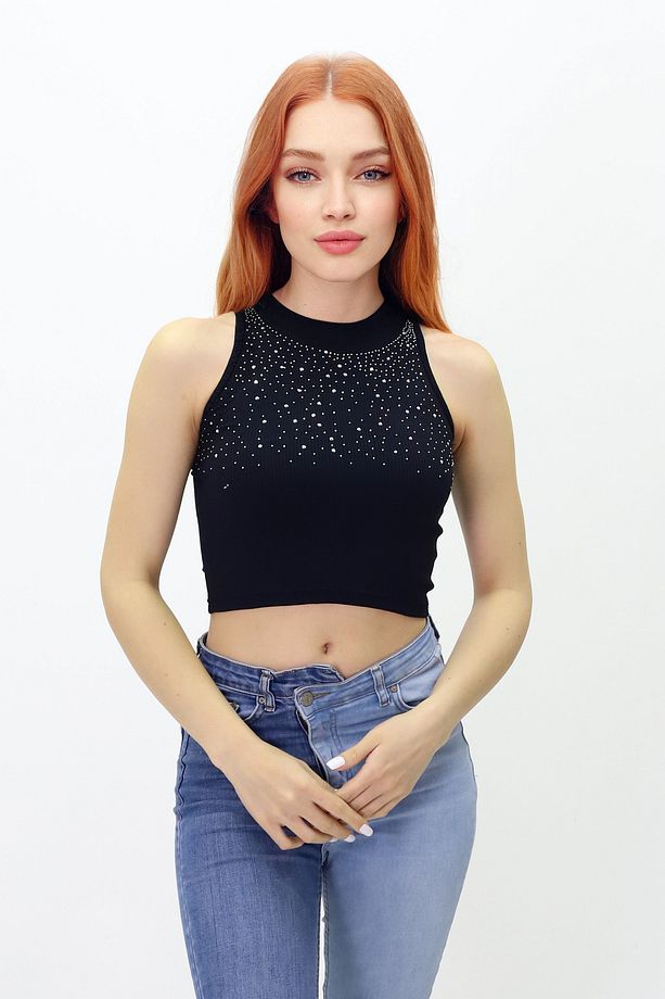inci taşlı crop atlet - 1