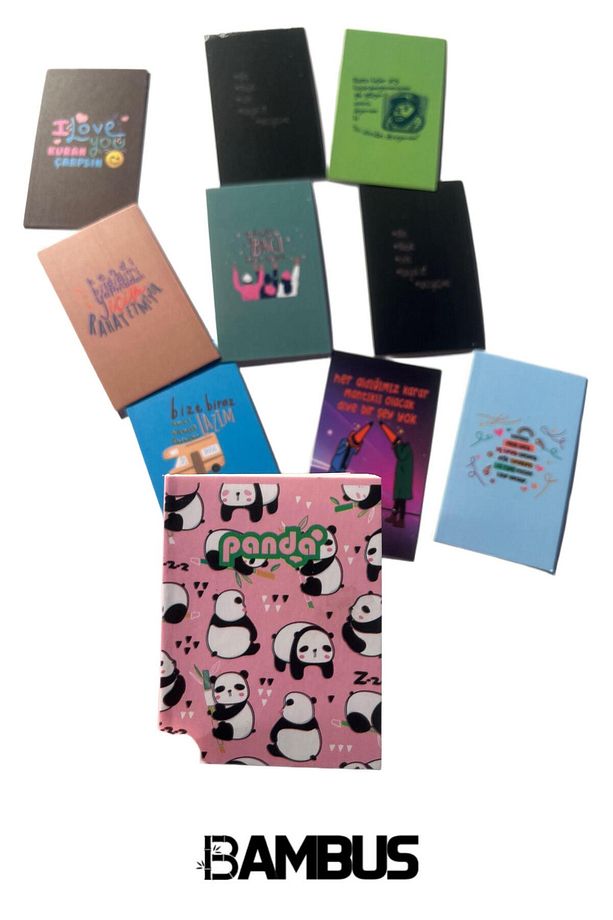 120 Sayfa Çizgisiz Mini/Minik/Minicik Defter Mini Ayraç Hediyeli 6 Adet - 6