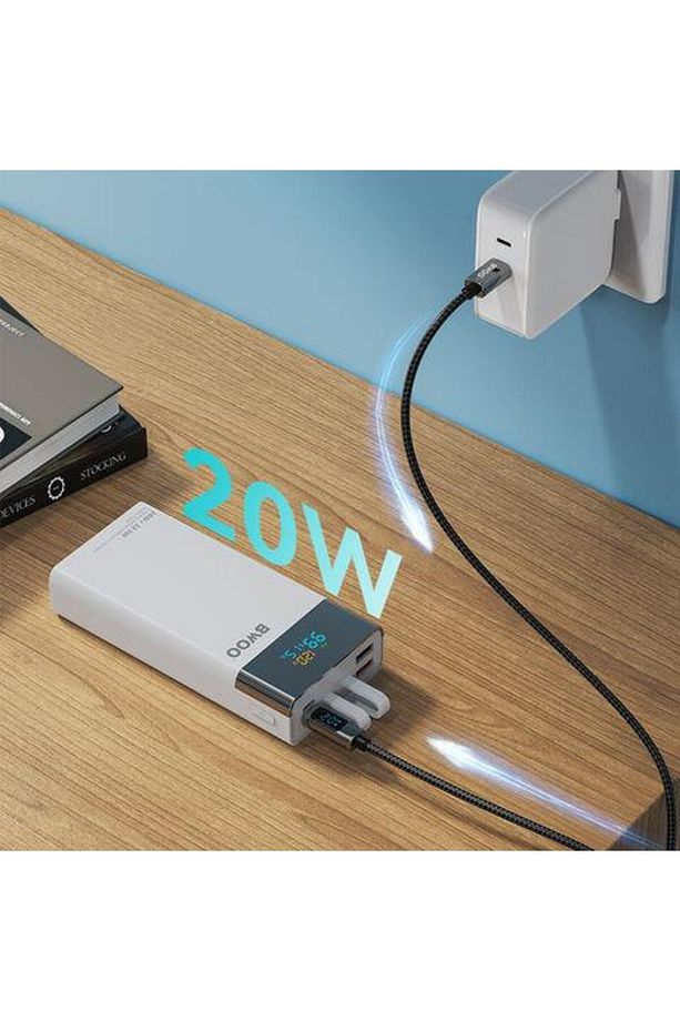 Rom mAh Göstergeli Taşınabilir Hızlı Şarj Cihazı Dahili Type-C Ve Lightning Kablolu Romshp 10 - 3