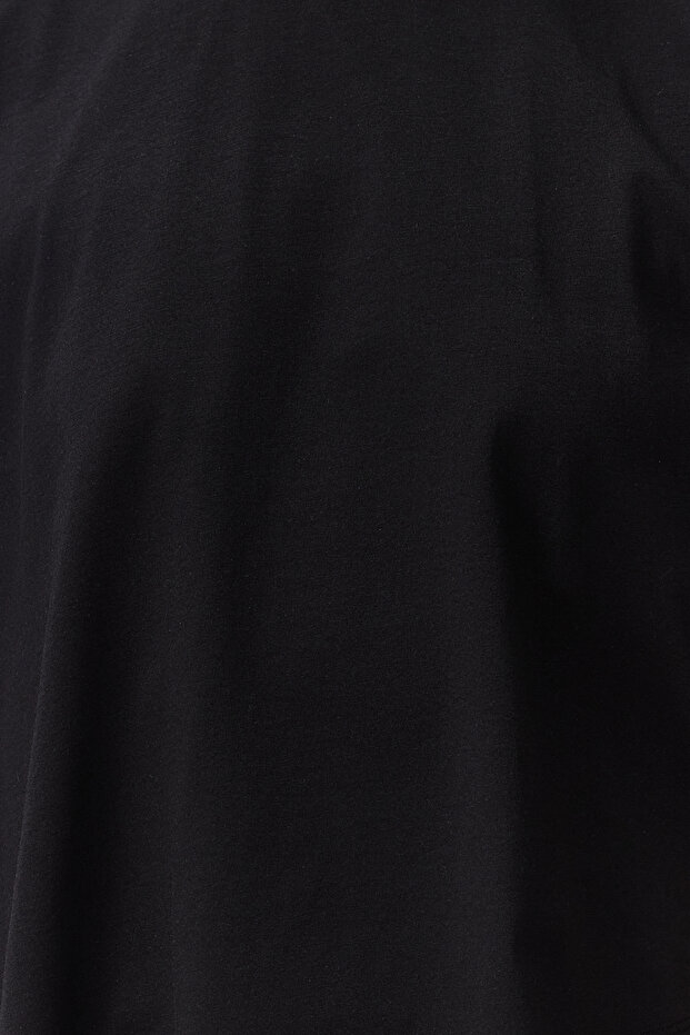 Siyah More Sustainable %100 Pamuk Etek Ucu Asimetrik Bisiklet Yaka Örme T-Shirt TWOSS24TS00156 - 6