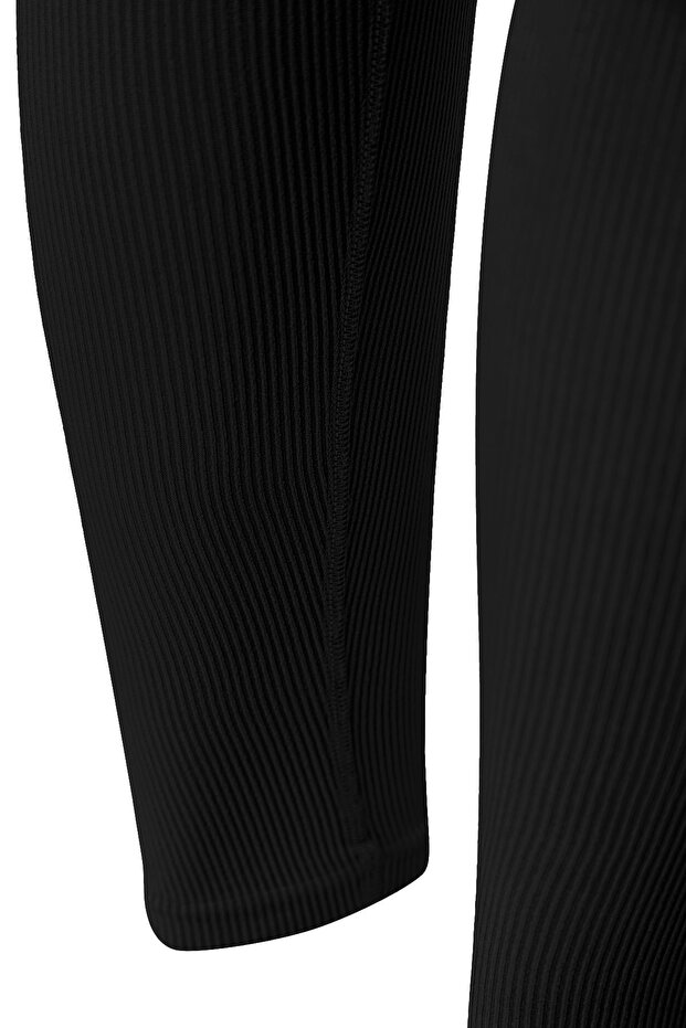 Siyah Seamless/Dikişsiz Tam Boy Örme Spor Tayt TWOAW20TA0071 - 12