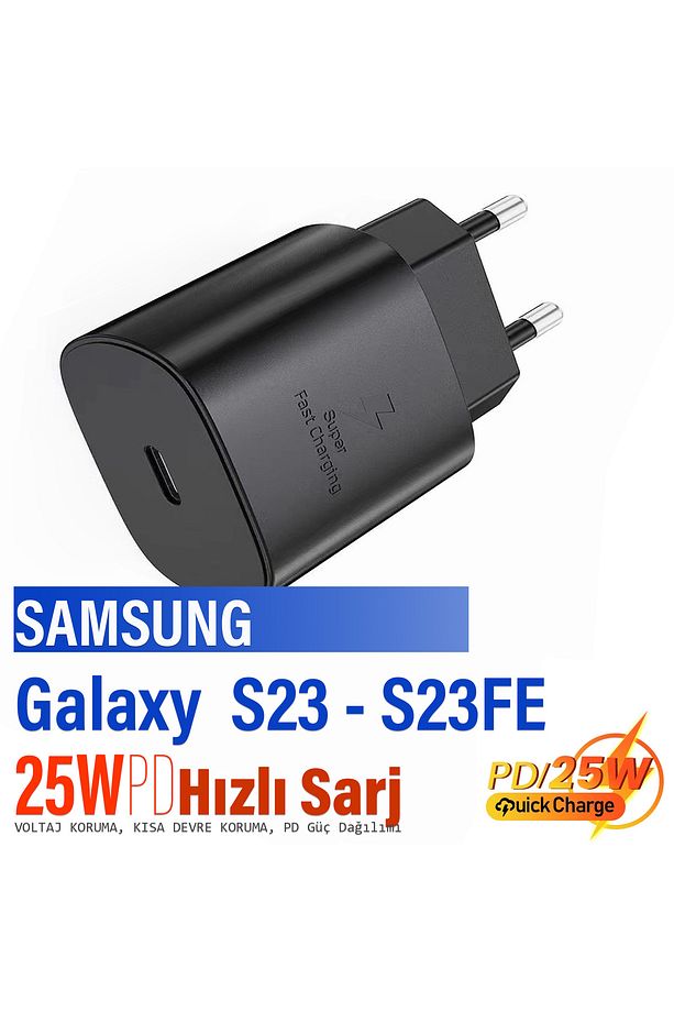 Samsung S23 - Samsung Galaxy S23 FE Şarj Aleti 25W HIZLI Type C PD Şarj Cihazı Tek Başlık - 1