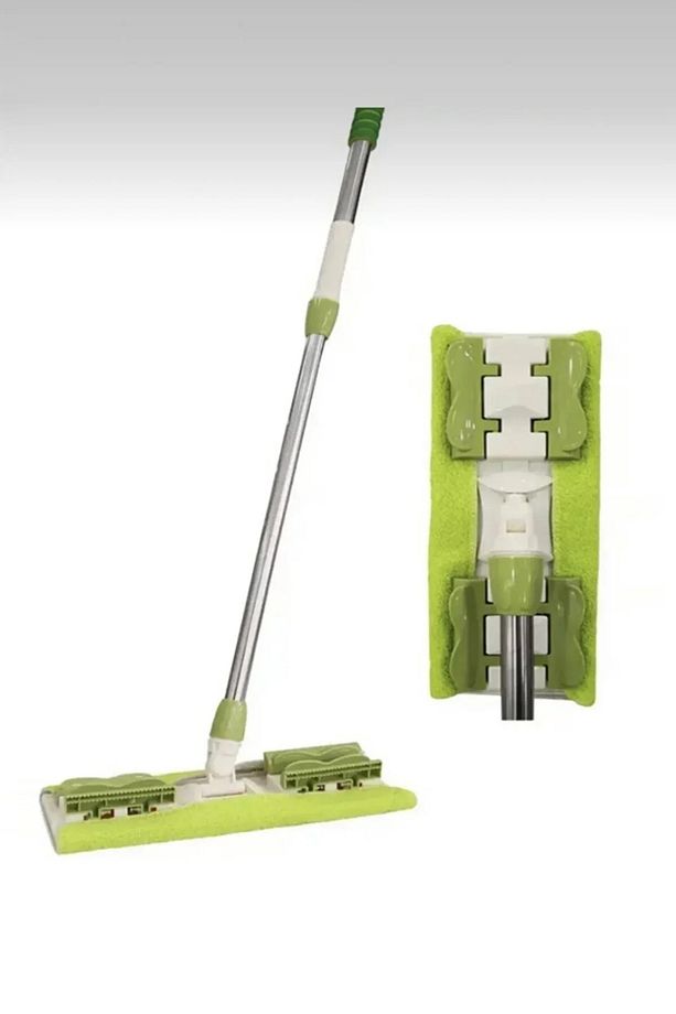 (1 Adet ) Yedek Bez Hediyeli Yeşil Yer Mopu Fayans Duvar Yüzey Temizlik Mikrofiber Mop - 2