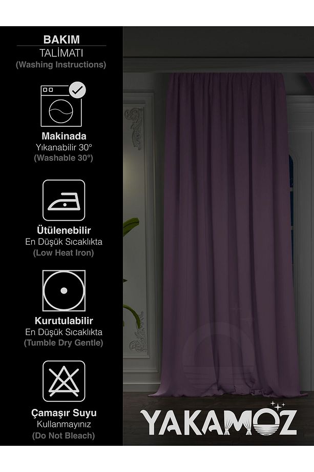 YÜKSEK KALİTE LİLA RENGİ KARARTMA BLACKOUT FON PERDE EKSTRAFOR BÜZGÜLÜ TEK KANAT DARK TOUCH SERİSİ - 6