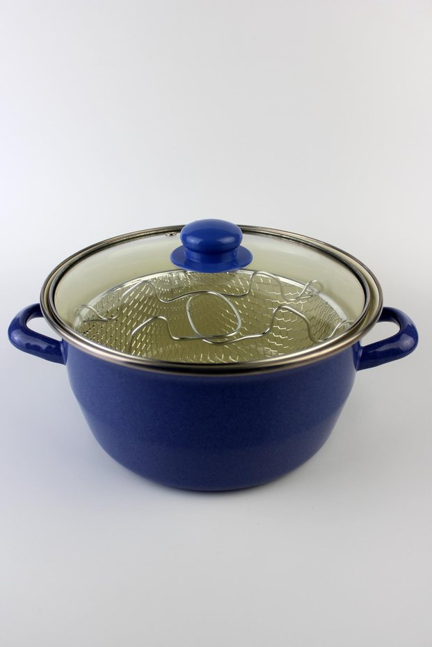 Luxury Enamel Frying Pot Deep Fryer 22cm 3.90 Liter Blue