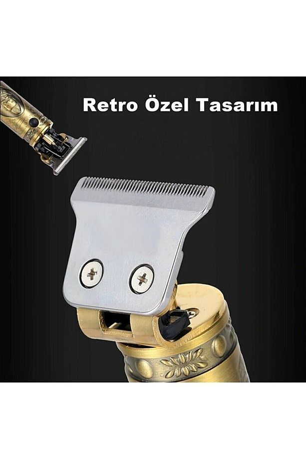 Yok Profesyonel T-bıçak Ense Sakal Çizim Tıraş Makinesi Digital Göstergeli Metal Usb Type-c Pasl 1- - 5