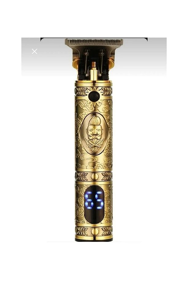 Yok Profesyonel T-bıçak Ense Sakal Çizim Tıraş Makinesi Digital Göstergeli Metal Usb Type-c Pasl 1- - 1