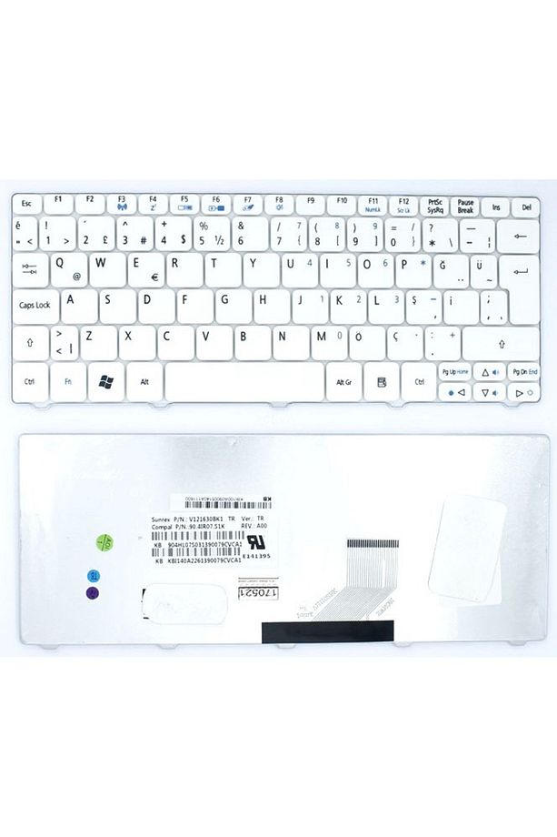 Acer One KAV50, KAV70,NAV50,NAV70 Notebook Klavye Beyaz TR - 1