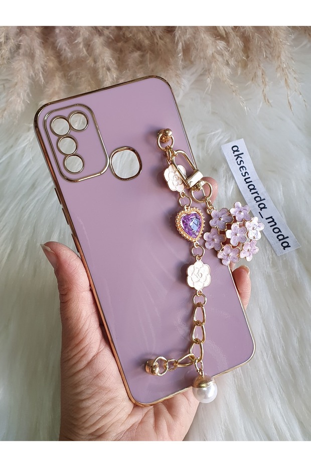 Infi̇ni̇x Hot 11 Play Compatible Flowery Stone Gold Detail Laser Cut Glossy Case