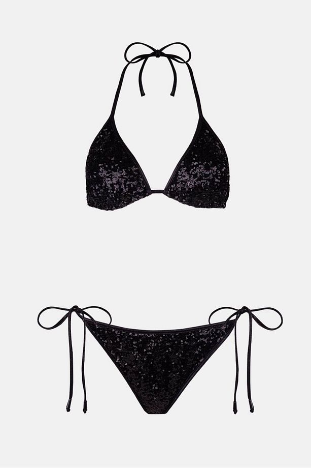 4607 Siyah Pul Işlemeli Bikini Takımı - 4