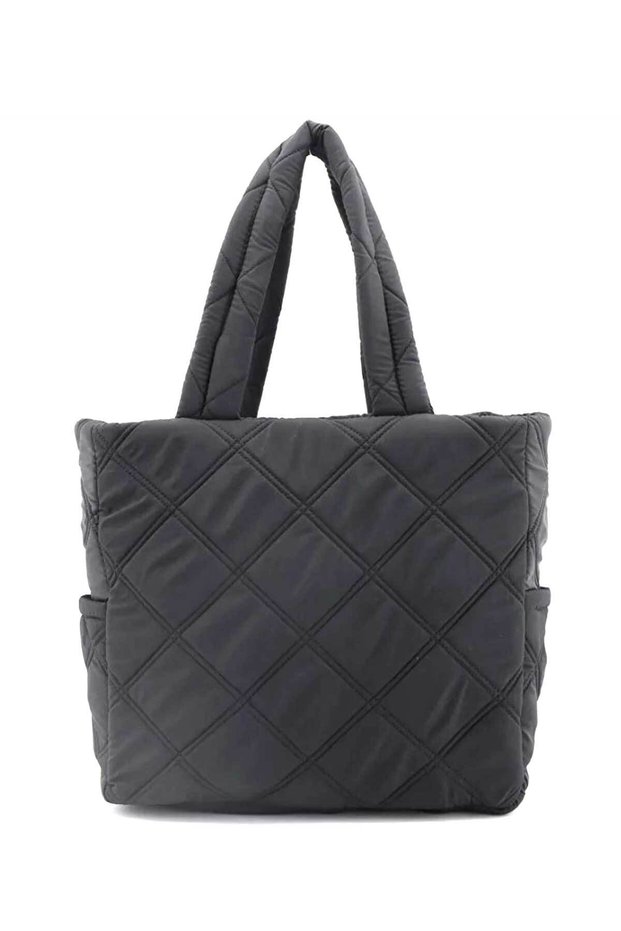 Original Women's Large Volume Comfort Model Zippered Quilted Tote Pouf Inflatable Shopper Handle Bag