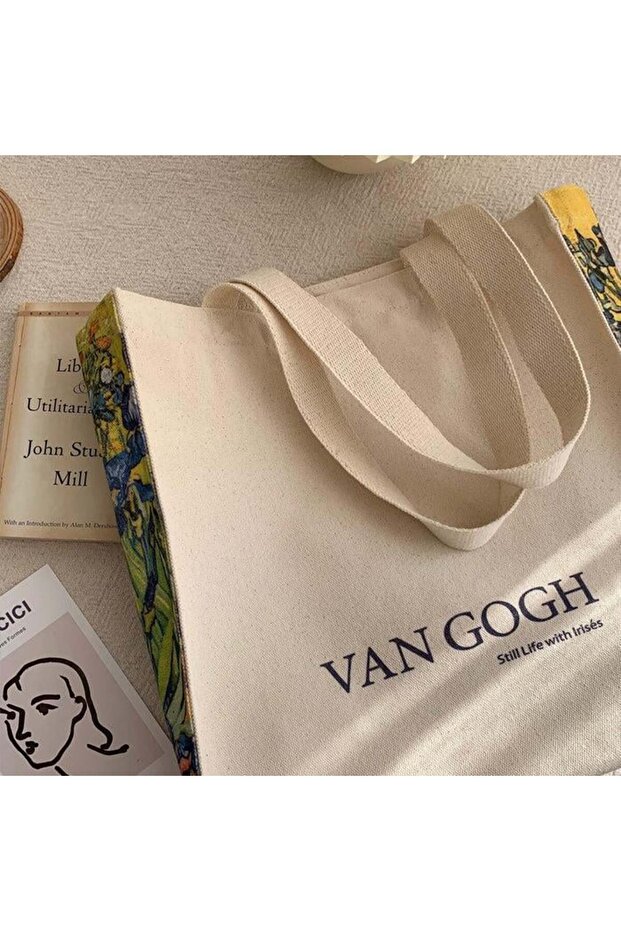 Basic Van Gogh Tote Bag Kanvas Çanta - 4