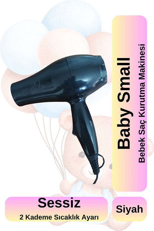 2 Kademeli Bebek ve Çocuk Sac Kurutma makinesi Sessiz Çaliştırma C / F 1000 W 50 Hz / 60 Hz Siyah 2 - 1