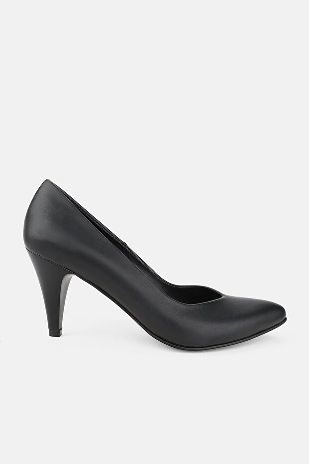WOMEN'S BLACK GENUINE NATURAL LEATHER THIN HEEL SHOES, NUMBER 35-41